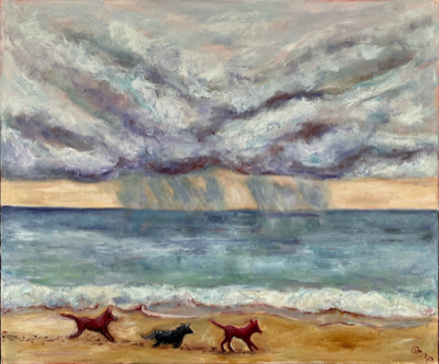  Beach Run | Oil on Canvas, Framed | 63 x 53 cm 