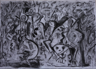  Conscious, Unconscious, Charcoal Drawing 